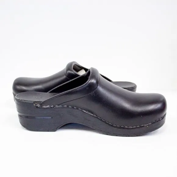 Dansko Sonja Black Cabrio Mule Leather Clogs Women's Size 39