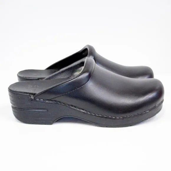 Dansko Sonja Black Cabrio Mule Leather Clogs Women's Size 39