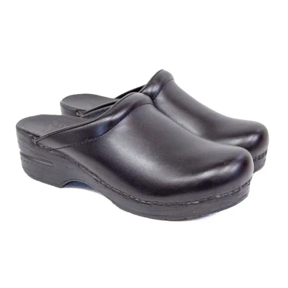 Dansko Sonja Black Cabrio Mule Leather Clogs Women's Size 39