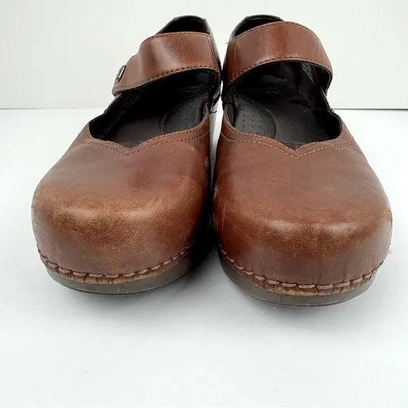 Dansko Tandy Mary Jane Clogs. Size EU 38. Brown Leather.