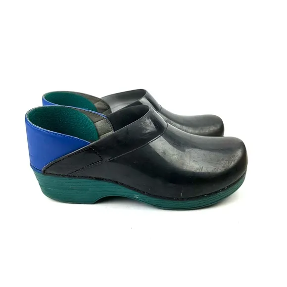 Dansko Translucent Clogs 41 Black Green Blue Slip On Rubber Professional Shoes