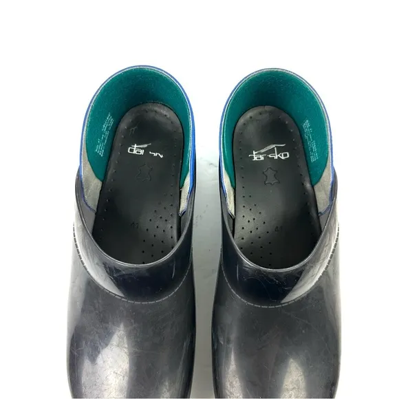 Dansko Translucent Clogs 41 Black Green Blue Slip On Rubber Professional Shoes