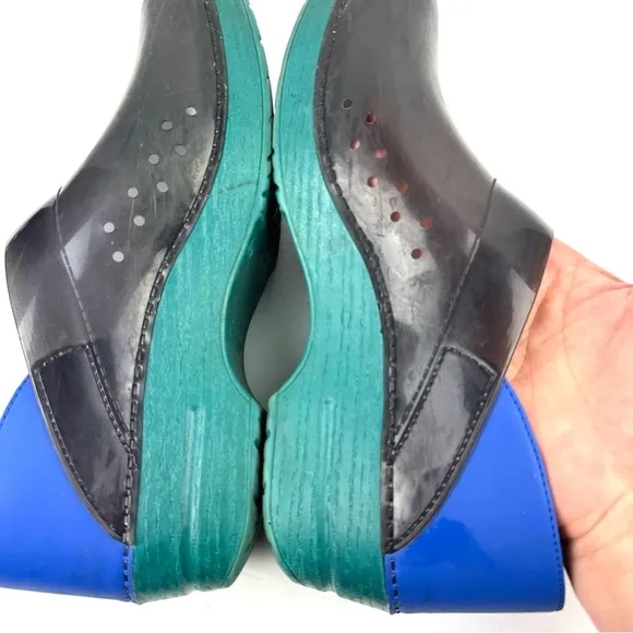Dansko Translucent Clogs 41 Black Green Blue Slip On Rubber Professional Shoes