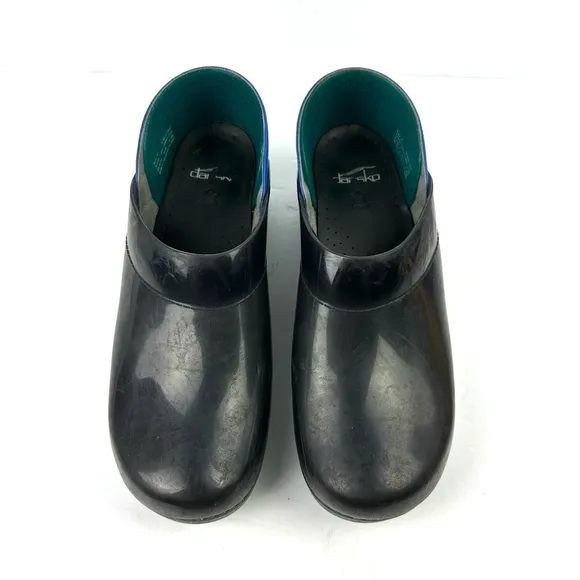 Dansko Translucent Clogs 41 Black Green Blue Slip On Rubber Professional Shoes