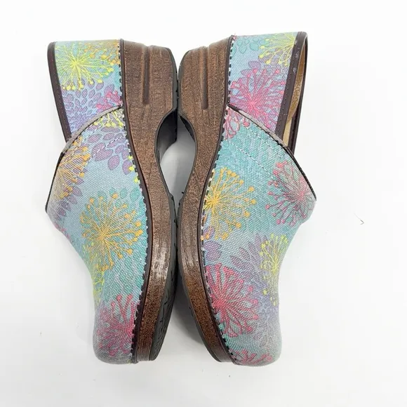 Dansko Vegan Floral Clogs Blue Yellow Purple Floral size 41 US 10.5-11