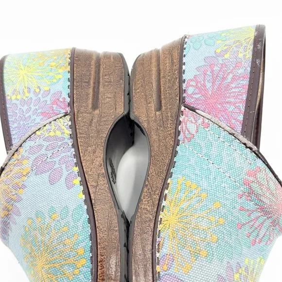 Dansko Vegan Floral Clogs Blue Yellow Purple Floral size 41 US 10.5-11
