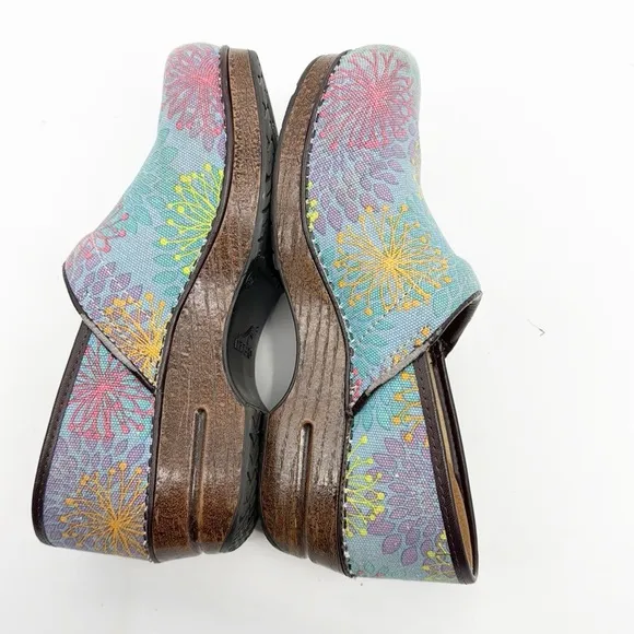 Dansko Vegan Floral Clogs Blue Yellow Purple Floral size 41 US 10.5-11