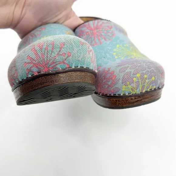 Dansko Vegan Floral Clogs Blue Yellow Purple Floral size 41 US 10.5-11