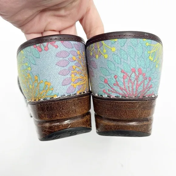 Dansko Vegan Floral Clogs Blue Yellow Purple Floral size 41 US 10.5-11