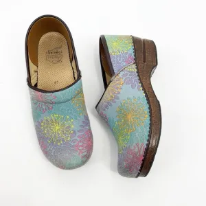 Dansko Vegan Floral Clogs Blue Yellow Purple Floral size 41 US 10.5-11