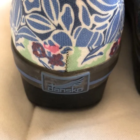 Dansko Vegan Floral Patchwork Fabric Water/Slip Resistant Clogs