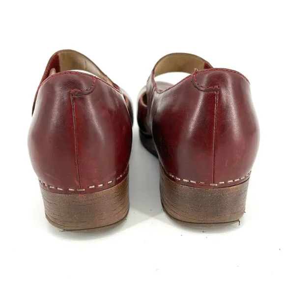 Dansko Women's Beatrice Red Leather Mary Jane Clogs Heels Comfort Shoe (42/11.5)