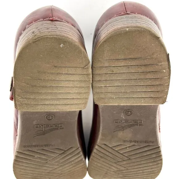 Dansko Women's Beatrice Red Leather Mary Jane Clogs Heels Comfort Shoe (42/11.5)