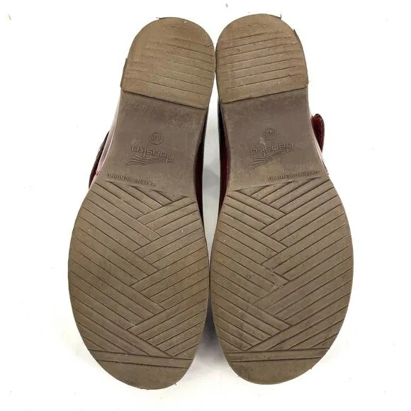 Dansko Women's Beatrice Red Leather Mary Jane Clogs Heels Comfort Shoe (42/11.5)