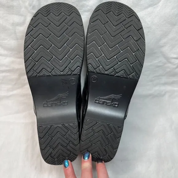 Dansko Womens Black Leather Professional Clogs Slip-On Shoes Womens 41