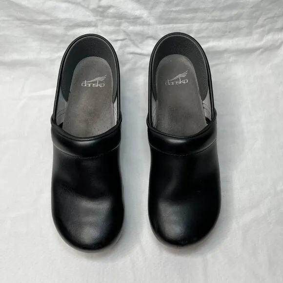 Dansko Womens Black Leather Professional Clogs Slip-On Shoes Womens 41