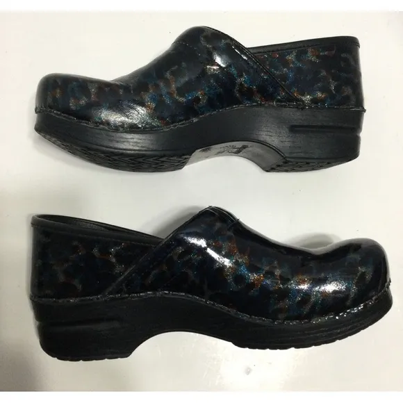 Dansko Women's Nursing Clogs Metallic Multi-Color Leopard Pattern Sz 41 US 10.5