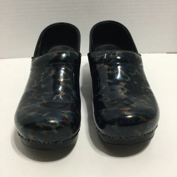 Dansko Women's Nursing Clogs Metallic Multi-Color Leopard Pattern Sz 41 US 10.5