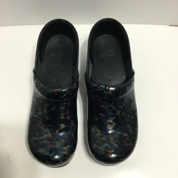 Dansko Women's Nursing Clogs Metallic Multi-Color Leopard Pattern Sz 41 US 10.5