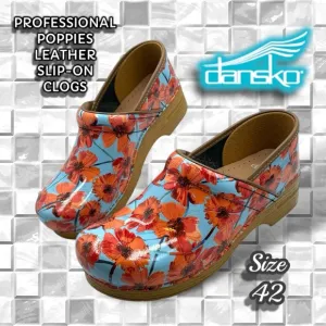 Dansko Women's Professional Poppies Patent Leather Nursing Clogs Size 42