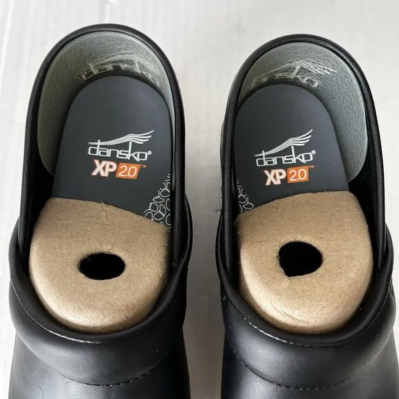 Dansko XP 2.0 Womens Black Leather Comfort Professional Working Clogs 38 Us 7.5