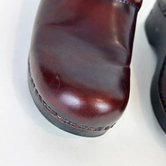 Dansko  XP Clogs Shoes Cordovan Red Burgundy Comfort Brushed Leather 37 6.5 - 7