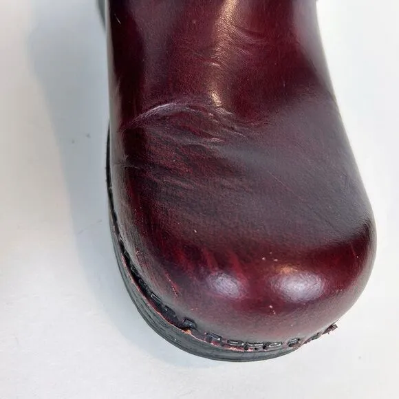 Dansko  XP Clogs Shoes Cordovan Red Burgundy Comfort Brushed Leather 37 6.5 - 7