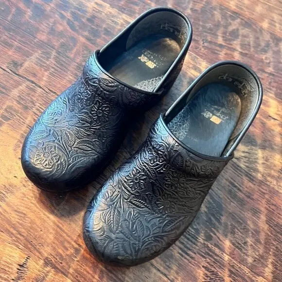 Dansko XP Floral Tooled Professional Clogs 37