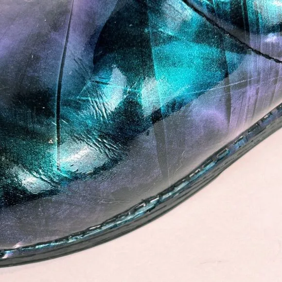 Dansko  XP Iridescent Galaxy Clogs Shoes Teal Blue Purple Comfort Leather 37 6.5