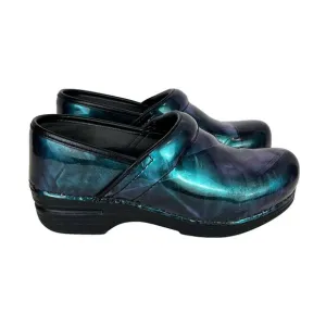 Dansko  XP Iridescent Galaxy Clogs Shoes Teal Blue Purple Comfort Leather 37 6.5