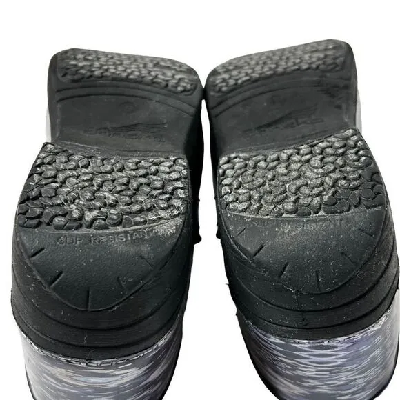 Dansko XP 2.0 navy blue ikat patent clogs size 41