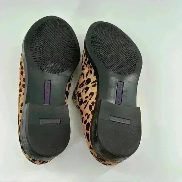 David Tate flats size 8.5 W brown cheetah print calf hair slip on mules clogs