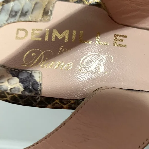 Deimille For Diane B Slingback Snakeskin Heels Size 8 (38)