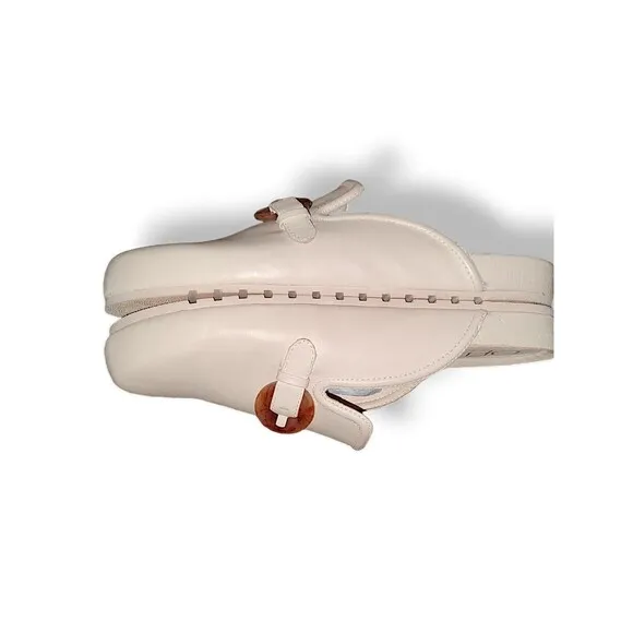 Deltan Brynn Leather Buckle Bohemian Lagan Look Mules SZ 8.5M Ivory leather