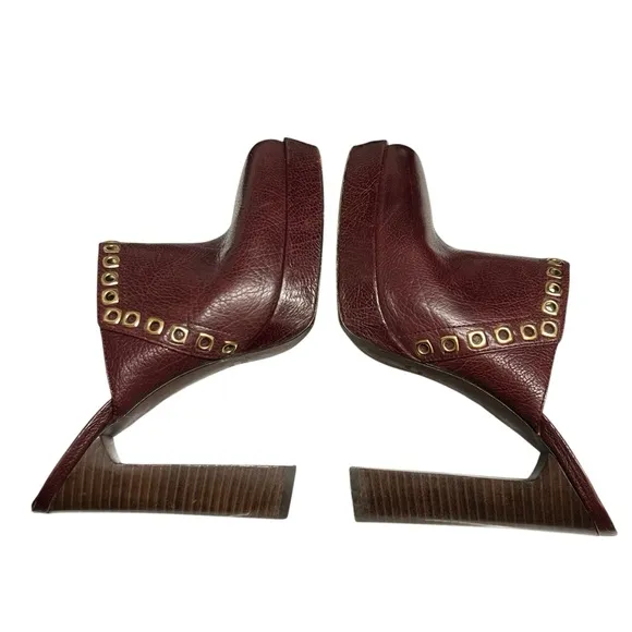 Derek Lam Leather Studded Platform Heeled Mules Size 7