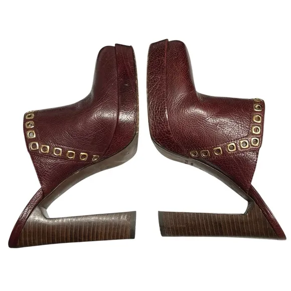 Derek Lam Leather Studded Platform Heeled Mules Size 7