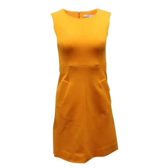 Diane Von Furstenberg Carrie A-Line Dress in Orange Polyester