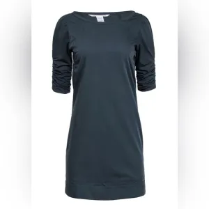 Diane Von Furstenberg - Dark Grey Dress W/ Ruched Short Sleeves Size 12