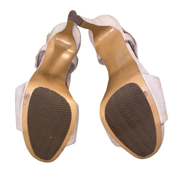 Diane Von Furstenberg DVF Zia ll Cream Suede Platform Slingback Heels - 9