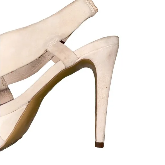 Diane Von Furstenberg DVF Zia ll Cream Suede Platform Slingback Heels - 9