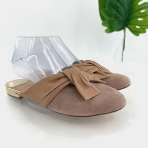 DIANE VON FURSTENBERG Doha Suede Leather Flat Mules Beige Pointed Size 7