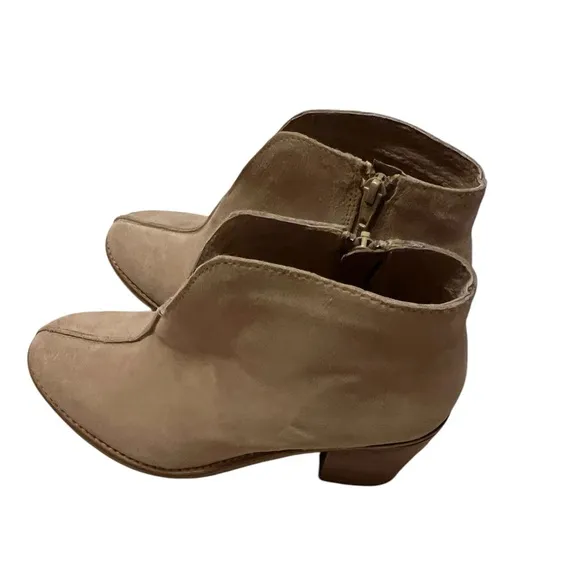 Diba True Tan Suede Ankle Booties with Rounded Toe