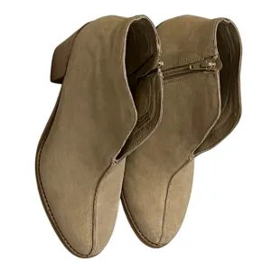 Diba True Tan Suede Ankle Booties with Rounded Toe