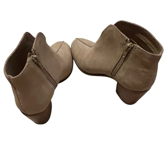 Diba True Tan Suede Ankle Booties with Rounded Toe