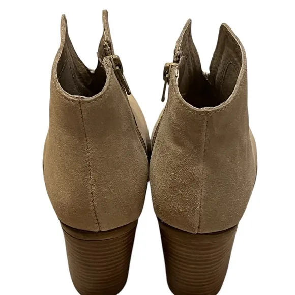 Diba True Tan Suede Ankle Booties with Rounded Toe