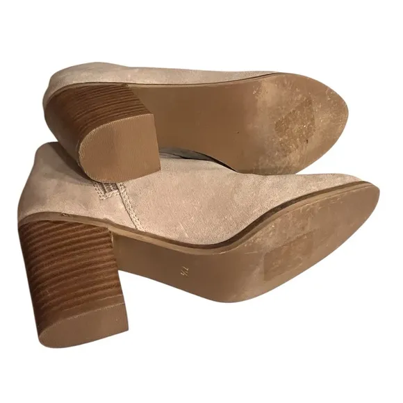 Diba True Tan Suede Ankle Booties with Rounded Toe