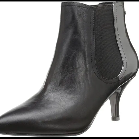 Diesel Black Leather Chelsea Ankle Boots US 6 Drinky Party Kitten Heel Metallic
