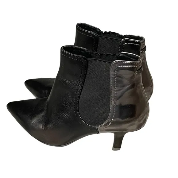 Diesel Black Leather Chelsea Ankle Boots US 6 Drinky Party Kitten Heel Metallic