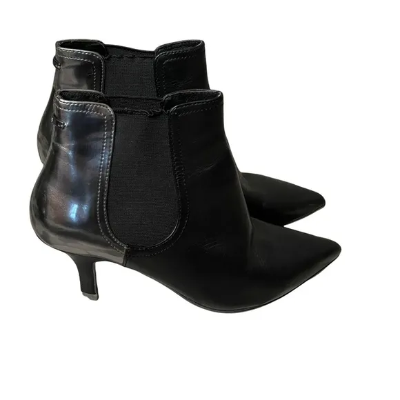 Diesel Black Leather Chelsea Ankle Boots US 6 Drinky Party Kitten Heel Metallic