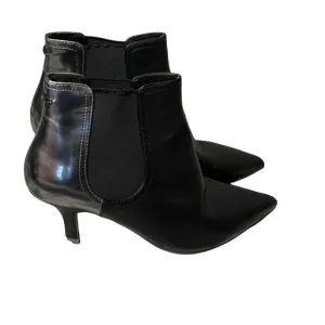 Diesel Black Leather Chelsea Ankle Boots US 6 Drinky Party Kitten Heel Metallic